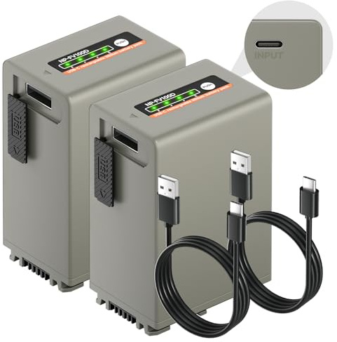 Mspalocell NP-FV100 USB-C batteri 4590mAh 2 st för Sony NP-FH100 FH90 FH70 FH60 HDR-CX455 CX675 CX290 CX330 CX380 CX430V CX580V CX40J. P8 0V PJ760V PV790V PJ810 FDR-AX100