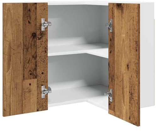 Rustic Hanging Corner Cabinet for Kitchen Solid Wood 57x57x60 cm Wall Mounted Storage nizer Farmhouse Style Furniture