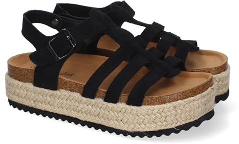 shoes&blues.es Sandalias con Plataforma de Yute para Mujer, Comodas y Elegantes, Diseno Moderno con Tiras Cruzadas y Cierre de Hebilla Ajustable.