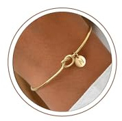 Turandoss Bracelet Femme Or – Bracelet Charm Ajustable Plaqué Or 14K avec Lettre N Bijou Personnalisé, Bijoux idéaux pour Femme Fille Noël ou d'anniversaire pour une mère ou une amie.