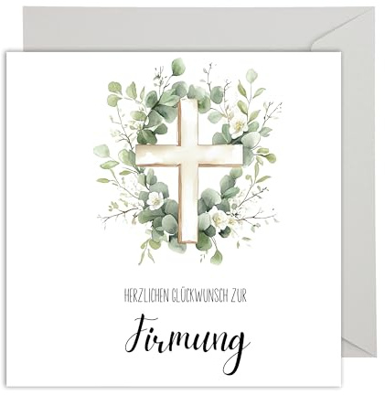 WBdesignz Carte de vœux pour confirmation avec enveloppe – Confirmation croix foi Dieu chrétiens bénédiction appréciation foi sacrement (XXL 22 x 22 cm)