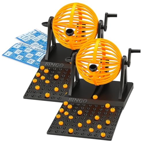 Gigzo Land Bingo Game Set - Kids and Adults Family Bingo Machine Game Traditional Board Games with Playing 12 Cards and 90 Balls - Family Card Games for Kids to Develop Fine Motor Skills - 2 Pcs