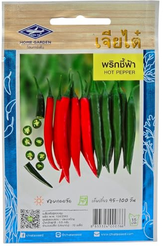 Graines de piment thaï long Prik Chee Fa - HOT PEPPER Chia Tai Home Garden – Piment fort rouge et vert pour potager, balcon ou serre