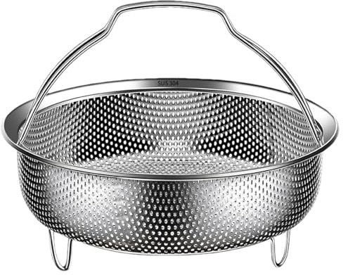 Steamer Basket - 304 Stainless Steel Metal Insert Strainer for Cooking Pots Vegetable Steam Rack with Handle Heat Resistant Strainer | Food Cooking Mesh Filter Res