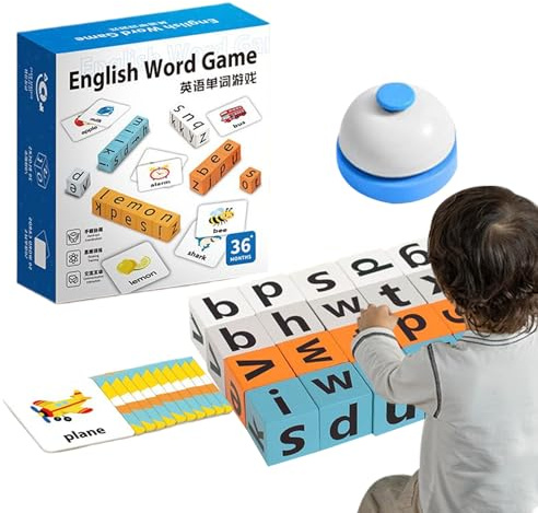 Interactive Word Toy, English Alphabet Blocks, Matching Game with Skill Building Feature, Early Learning Set for Language Practice, Kids Spelling Toy with Safe Design, Game for Preschool