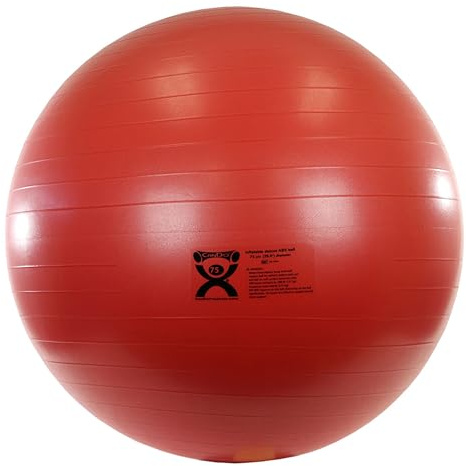 CanDo Inflatable Exercise Ball - Red 29.5, Durable Extra Thick Non-Slip Stability Ball for Core Workouts, Yoga, Pilates, Active Seating, Physical Therapy, Pregnancy, Home Gym, Flexibility