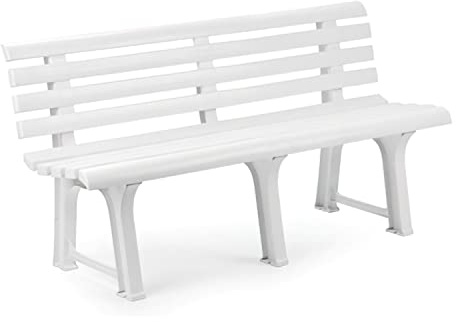 Ozalide - Banc de Jardin Parc Terrasse Orchidee Blanc PVC - 145x49x74 cm Jardin, 100127