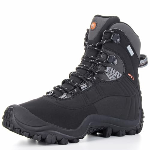XPETI Men’s Thermator Mid-Rise Waterproof Hiking Boot Insulated Non-Slip Black 10
