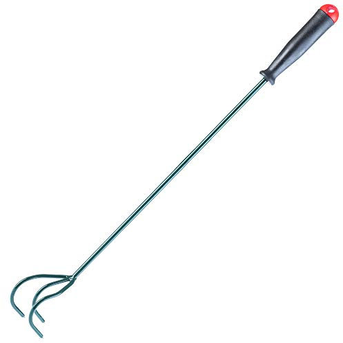 KADAX Grubber mit 3 Zinken, kleine Blumenkralle mit Stiel, Gartenzubehör aus Metall, Gartenhacke zum Lockern des Bodens, Kultivator für Garten, Blumenharke (60cm)