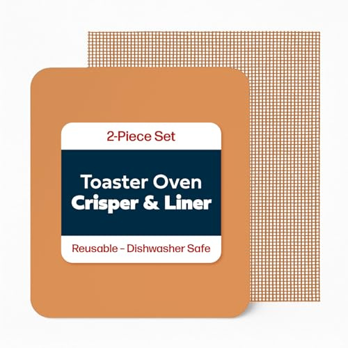 Cooks Innovations Toaster Oven Non Stick Liner & Crisper Set - Get Crispy Food Every Time - Easy Clean Up - Premium Crisping Sheet with Nonstick Oven Liner for Toaster Oven (9 x 11)