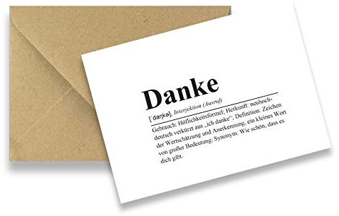 Friendly Fox Dankeskarten Definition, 12 DIN A6 Dankeschön Karten Danke Definition mit Umschlag, Karten Set Danke Sagen