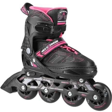 Inlineskates Nils Extreme Harmony svart/Pink ABEC7 Stl. 35–38 justerbar
