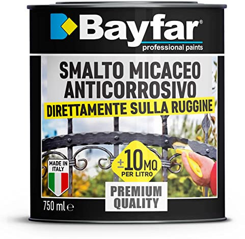 Bayfar, Gruppo Sammarro Vernice smalto ferromicaceo antiruggine antichizzante anticorrosivo per ferro 750 ml (Grigio Antracite)