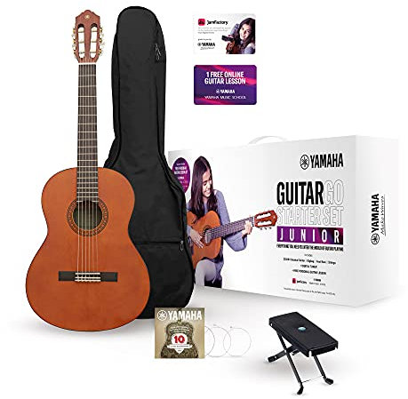 Yamaha GuitarGo - Starter Set Junior – Akustikgitarren-Set für junge Anfänger und Wiedereinsteiger – Inkl. Gigbag, digitales Stimmgerät für iOS, Fußbank und mehr