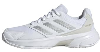 Adidas Women's CourtJam Control 3, White/Silver Metallic/Grey, 6.5