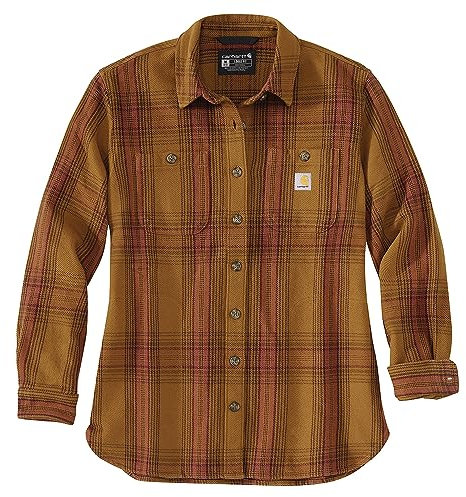 Carhartt Damen Langarmhemd Twill L,S Plaid Shirt, Farbe:carhartt Brown, Größe:XL