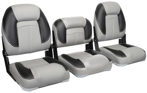 Leader Accessories 50 Bass Boat Seats Folding Fishing Boat Seat (Black/Grey)