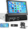 Autoradio 1 Din con Bluetooth Vivavoce IOS/Android Mirror Link 7 pollici Retrattile Touchscreen Autoradiocon Bluetooth FM Radio/TF/USB/AUX/DVR/7 Colori Controllo del Volante + Telecamera Posteriore