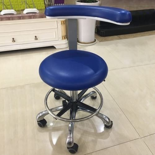 SFKLYU Dental Assistant Chair - Medical Stool with 360° Rotation, Armrest, PU Leather Saddle Seat, Salon Chair Height Adjustable, C1