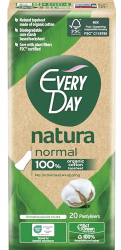 EveryDay Natura Salvaslip Normal, Filtrante 100% Cotone Biologico, Biodegradabile, 20 Unità