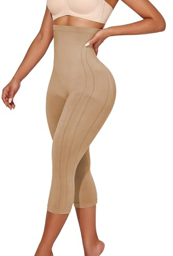 Takusun - Leggings moldeadores para Mujer, Control de Abdomen, Cintura Alta, sin Costuras, moldeadores de Cuerpo, Levantamiento de glúteos, Adelgazante de Muslos, Almendra, S