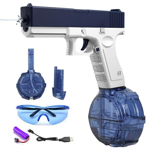 Vattenpistol elektrisk automatisk, stor med lång räckvidd, för vuxna och barn sommar utomhus, pool, strandfest