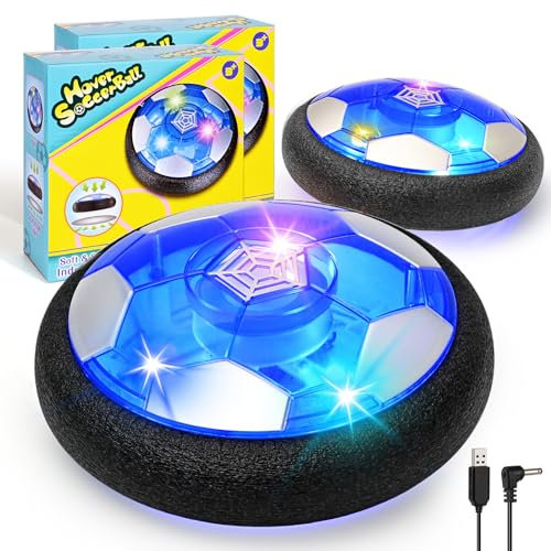 Apritsce Balon Futbol Flotante, 2 Pcs Recargable Air Power Football, LED Pelota Futbol con Diseño Anti-Impacto para Regalo Niño 3 4 5 6 7 8 9 10 11 12 Años