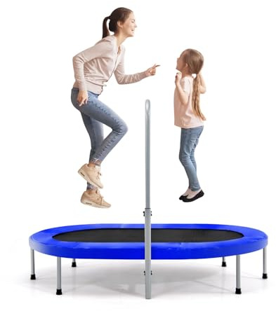 LIFEZEAL Trampolino Elastico Interno, Esterno, Tappeto Elastico Fitness, per Bambini, Adulti, 2 Persone, con Manico Protettivo, Altezza Regolabile, Pieghevole, Ovale, Saltarello, Salta, Max 150kg
