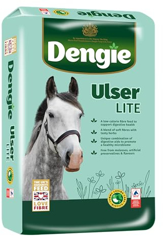 Dengie Ulser Lite 20kg Horse Feed - Low Calorie Chaff with Probiotics - Promotes Digestive Health - Suitable for Overweight Horses Prone to Gastric Ulcers