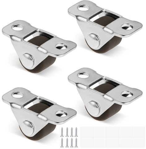 4 ruedas pequeñas de goma de 2,5 cm con placa de acero, ruedas para muebles, mini volantes, placa de metal fija, ruedas de goma de bajo perfil para pequeños electrodomésticos, muebles, proyectos de