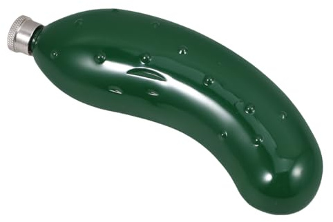 HAKIDZEL Stainless Steel Cucumber Shaped Flask Portable Hip Flask for Whiskey Water Bottle for Men Women Outdoor Travel Picnic 6.69X2.08X1.73In