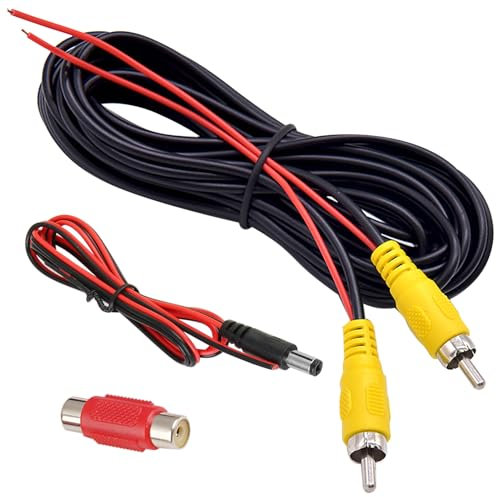 Câble Caméra de Recul 6m, Cable d'extension RCA Double Blindage avec Rallonge AV, Prise Vidéo RCA Rouge vers Prise Femelle et Câble d'alimentation pour Connecter un Moniteur et une Caméra de Recul