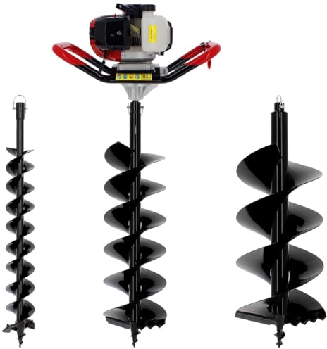 Suricut Tarière Thermique Semi-Professionnelle 62 cm3 + Lot de 3 mèches (100, 200 et 300 mm)