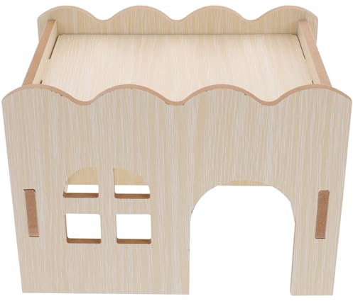 VALICLUD Maison pour Cobayes en Bois Naturel Abri Multifonction Escalier Ondulé Cachette Confortable Petits Animaux Habitat pour Cage à Hamsters et Cobayes