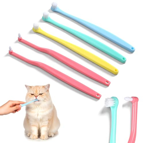 Spazzolino da denti per gatti, 4 pezzi, per gatti e cani, morbido e piccolo, per la cura dei denti, con testina a microspazzolino, per gatti e cuccioli, gattini di piccole razze