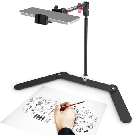 NEEWER Supporto Treppiede Telefono Overhead con Braccio Articolato con Doppia Testa Sferica, Porta Cellulare da Tavolo con Base Pieghevole per Pianoforte Cucina Disegno Schizzi Streaming Live, DS026