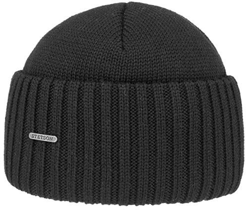Stetson Northport Wintermütze aus Merinowolle - Mütze Made in Italy - Seemannsmütze für Damen/Herren - Wollmütze Herbst/Winter - Merinomütze Schwarz (1) One Size