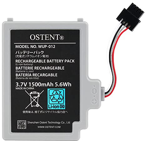OSTENT 3.7V 1500mAh Li-ion Polymer Lithium Ion Rechargeable Battery Pack Replacement for Nintendo Wii U Gamepad
