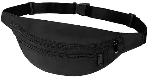 RYACO Bauchtasche Gürteltasche für Damen und Herren, Hüfttasche Stylisch Handytasche Tasche Reise Wandern, Wasserdicht Hip Bag Laufgürtel für Running, Reise, Sport & Alle Outdoor Aktivitäten, Schwarz