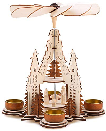 BRUBAKER Christmas Pyramid - Nativity Scene with Jesus in a Manger - Designed in Germany