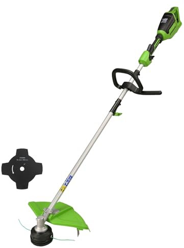 Greenworks 48V (2x24V) Akku Rasentrimmer für kleine bis mittelgroße Gärten, 40 cm Schnittbreite, Stoßvorschub, 2 mm Doppelfaden aus Nylon, OHNE zwei 24 V Akkus & Ladegerät, 3 Jahre Garantie GD24X2TX