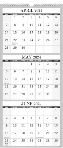 Wandkalender 2023-2024,Apr.2023,Juli 2024, 3-Monatskalender Vertikalanzeige, 3-Monats-Wandkalender 2023-2024, 27.9x66 cm, großer Monatskalender, Lay,Flach, Blöcke, perfekt für die Planung