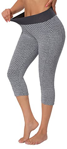 KOEMCY Sporthose Damen Lang Capri Leggings Yogahose High Waist Blickdicht Push up Sportleggings Seamless Laufhose Tights Fitnesshose Elastisch Gym Workout Sportklamotten