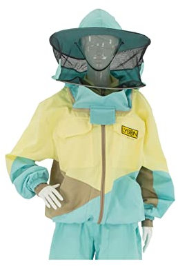 LYSON Imkerjacke mit Hut, Imkerjacke mit Reißverschluss, Schutzjacke, Imkerjacke mit Rundschleier, Imkerbluse, Imkereibedarf, Schutz vor Mücken Imkerbekleidung sportlicher Style – Modell 1 Größe L