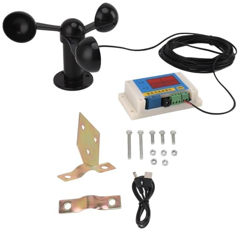 BAOFUYA Anemometro USB con 3 Pale, Dispositivo di Allarme per Velocità del per Gru a Torre, 5V, Alta Precisione, con Funzione di Memoria dopo Interruzione di Corrente, per Uso Esterno