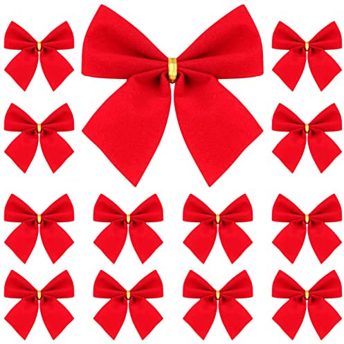 Homoyoyo 12stücke Hänge-Ornament Für Weihnachtsbaum Set Mit Christbaumschmuck Rot Christbaumkugeln Christbaumschmuck Zum Aufhängen Christbaumschleife Robuster Samt