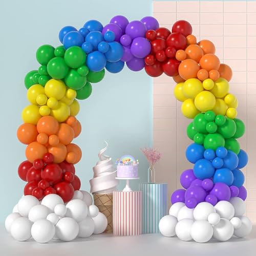Luftballon Girlande Rainbow Ballon Girlande - Geburstag Luftballons Regenbogen Set -175 Stück.