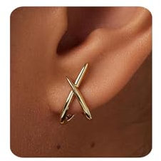 MUMREUES Ohrringe Gold Creolen 14K Vergoldet Statement Ohrringe Damen Stecker Hypoallergen Wasserfest Minimalist Schmuck Geschenke