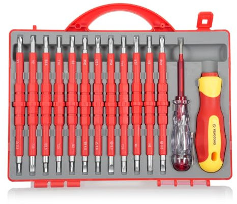 Jeu de tournevis isolés 500 V, 12 pièces, tournevis isolé à double extrémité avec poignée antidérapante, jeu de tournevis professionnels tout-en-un de qualité supérieure avec crayon de test