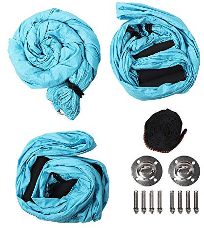 BONKZEBU Aerial Yoga-Hängematte, Leichte, Verschleißfeste, Atmungsaktive Yoga-Hängematte, Langlebiges und Lichtbeständiges Aerial Yoga-Seil, Zur Gestaltung (Himmelblaues Komplettset mit 2